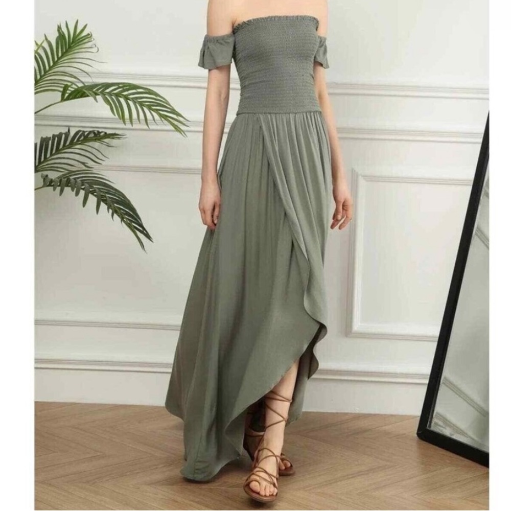 Young Fabulous & Broke Smocked Ruffle Maxi Dress